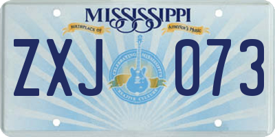 MS license plate ZXJ073