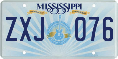 MS license plate ZXJ076
