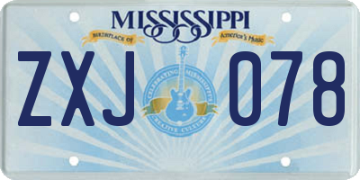 MS license plate ZXJ078