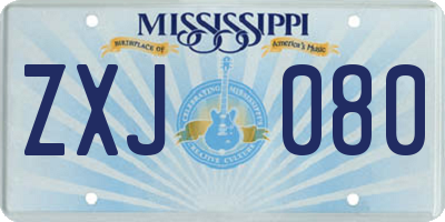 MS license plate ZXJ080