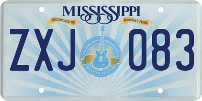 MS license plate ZXJ083