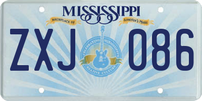 MS license plate ZXJ086