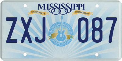 MS license plate ZXJ087