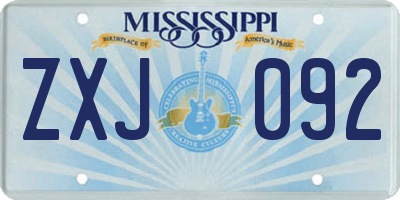 MS license plate ZXJ092