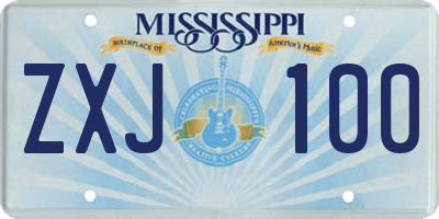 MS license plate ZXJ100
