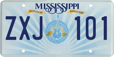 MS license plate ZXJ101