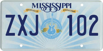 MS license plate ZXJ102
