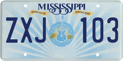 MS license plate ZXJ103