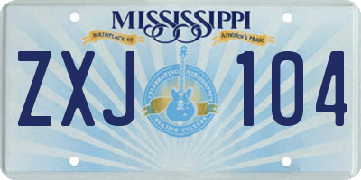 MS license plate ZXJ104