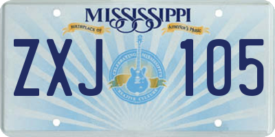MS license plate ZXJ105