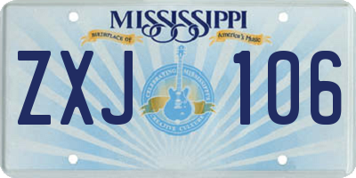 MS license plate ZXJ106