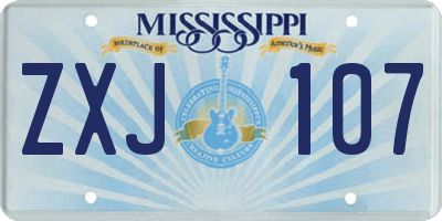 MS license plate ZXJ107