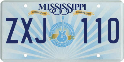 MS license plate ZXJ110