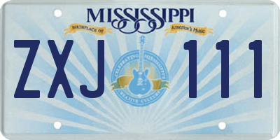 MS license plate ZXJ111
