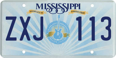 MS license plate ZXJ113