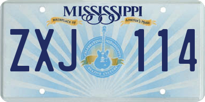 MS license plate ZXJ114