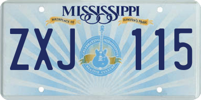 MS license plate ZXJ115