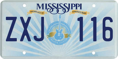 MS license plate ZXJ116