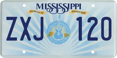 MS license plate ZXJ120