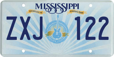 MS license plate ZXJ122