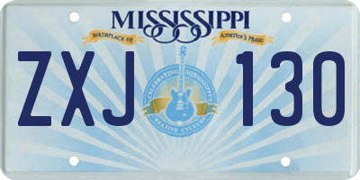MS license plate ZXJ130