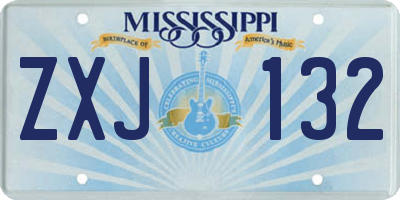 MS license plate ZXJ132