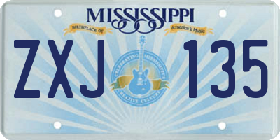 MS license plate ZXJ135