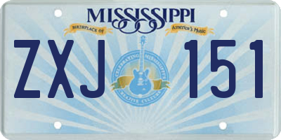 MS license plate ZXJ151