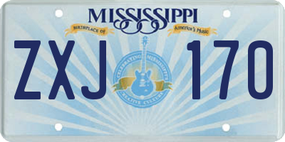 MS license plate ZXJ170