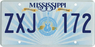 MS license plate ZXJ172