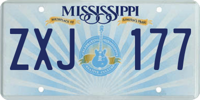 MS license plate ZXJ177