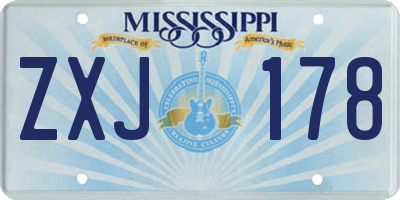 MS license plate ZXJ178