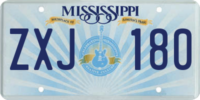 MS license plate ZXJ180