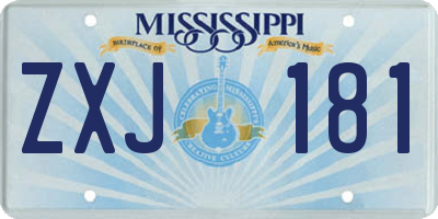 MS license plate ZXJ181