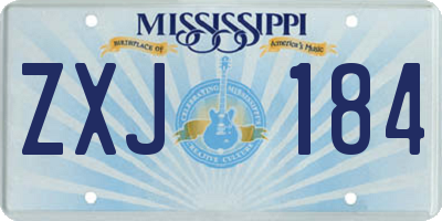 MS license plate ZXJ184