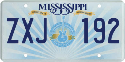 MS license plate ZXJ192