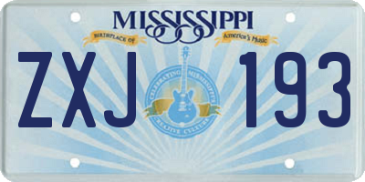 MS license plate ZXJ193