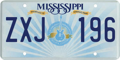 MS license plate ZXJ196