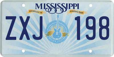 MS license plate ZXJ198