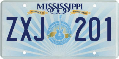 MS license plate ZXJ201