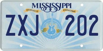 MS license plate ZXJ202