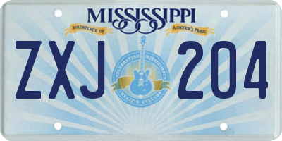 MS license plate ZXJ204