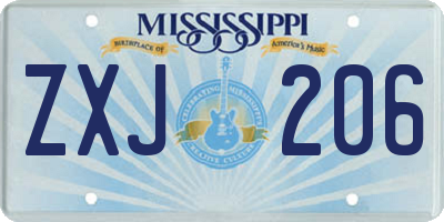 MS license plate ZXJ206