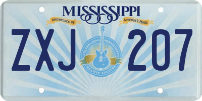 MS license plate ZXJ207