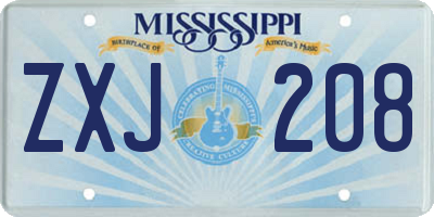 MS license plate ZXJ208