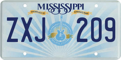 MS license plate ZXJ209