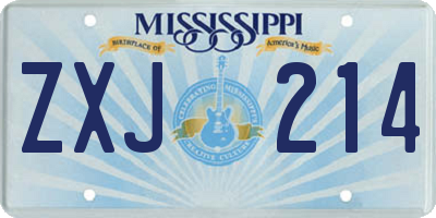 MS license plate ZXJ214