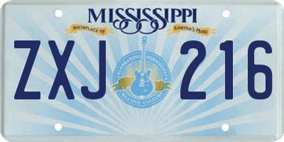MS license plate ZXJ216