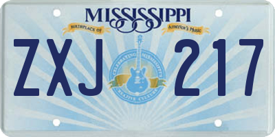 MS license plate ZXJ217