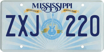 MS license plate ZXJ220